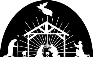 Nativity Scene White Silhouette