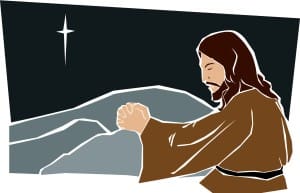 Jesus Prays at Night in Color
