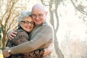 Elder Couple Marriage Hugging Christian Stock Photo
