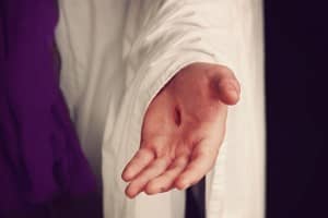 Jesus Scarred Hand Ministry Stock Image