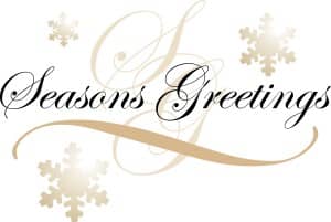 Formal Seasons Greetings Text on Snowflakes