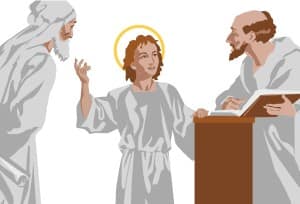 Young Jesus Talks with Priests