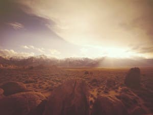 Sunrise on the Desert Plain Religious Worship Background