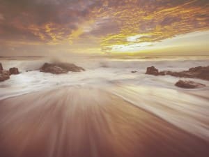 Ocean Waves Sunset Worship Background