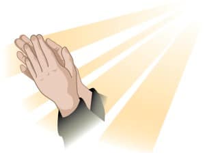 Gold Rays and Praying Hands