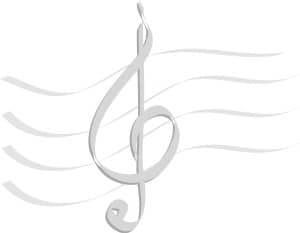 Stylized treble Clef on Swirling Staff