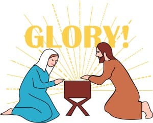 Holy Family Beside Manger