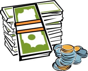 Stack of Money with Coins