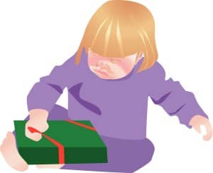 Cute Girl Opening Christmas Gift