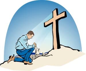 Praying Cowby at Cross in Color