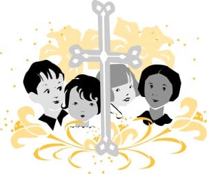 Youth Choir with Whimsical Ornaments and Cross