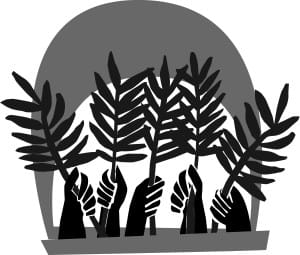 Hands Waving Palm Fronds