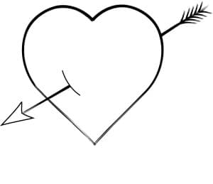 Brushstroke Heart with Arrow Shot Through