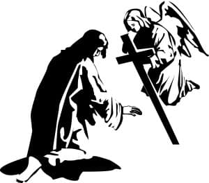Jesus Prays in the Garden Before an Angel