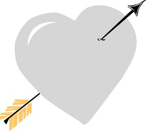 Silver Heart with Black Arrow