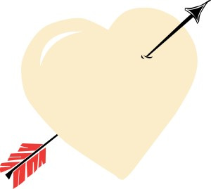Cream Heart Pierced by Black Arrow