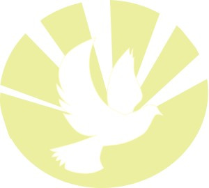 Flying White Dove with Rays