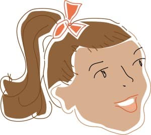Cute girl With Ponytail Face