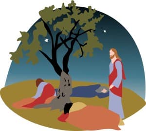 Jesus with Followers in the Garden of Gethsemane