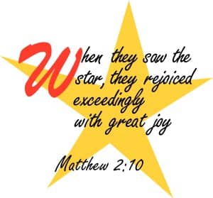 Matthew 2:10 with Five Pointed Star