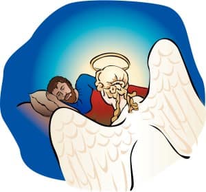 Angel talking to Joseph in a Dream About Mary