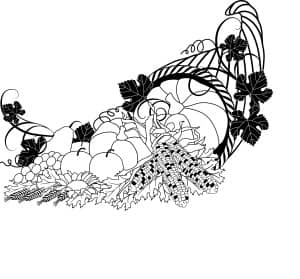 Cornucopia Black and White Clipart