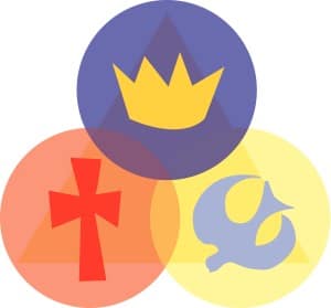 Trinity with Crown, Cross, and Dove (pointing up)