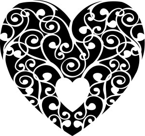Black and White Swirls Heart