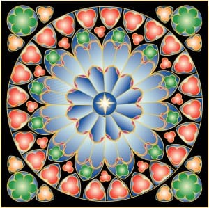 Colorful Rose Stained Glass Window and Star