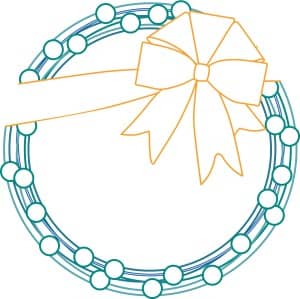 Blue Dots and Bow Wreath