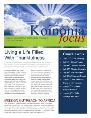 Sun Rays Church Newsletter
