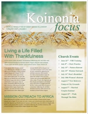 In Remembrance of Me Christian Newsletter