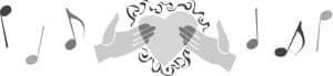 Gray Hands Holding Heart and Music