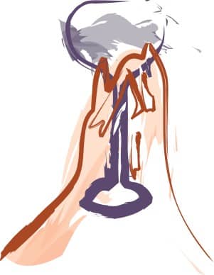 Brushstroke Hands Raising Chalice