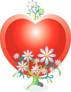 Red Heart with Lots of Daisies