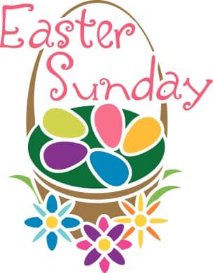 Easter Basket with Colored Easter Eggs
