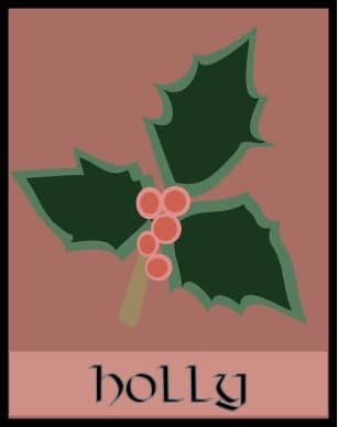 Christmas Holly on Red