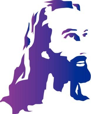 Purple Woodblock Jesus Portrait