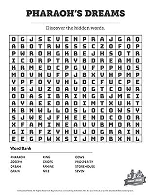 Genesis 41 Pharaoh's Dreams: Word Search