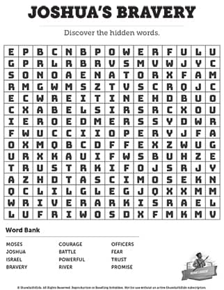 Joshua's Bravery: Word Search