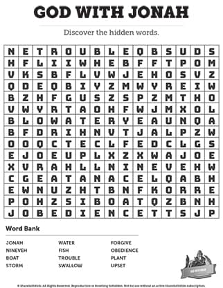 God with Jonah: Word Search