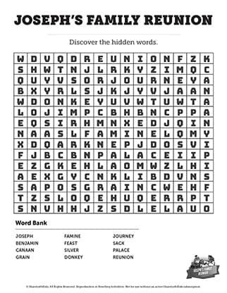 Genesis 42: Joseph's Family Reunion - Word Search