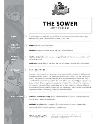 The Sower: Curriculum