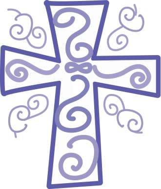 Cross with Purple Swirls