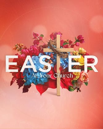Easter At Your Church - Floral Wooden Cross: Social Post