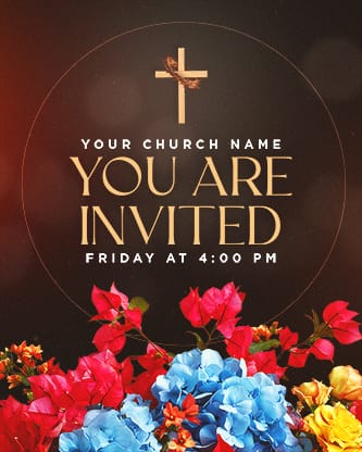 Easter At Your Church - Floral Wooden Cross Service Times 3: Social Post