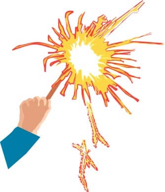 Hand Holding Burning Sparkler