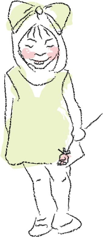Little Girl in Green With Rose