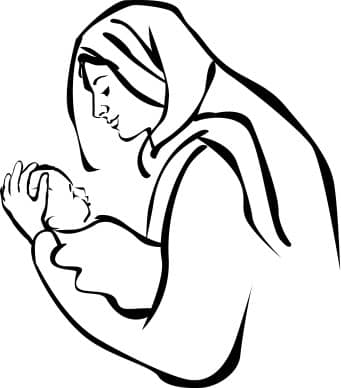 Mary holding baby Jesus