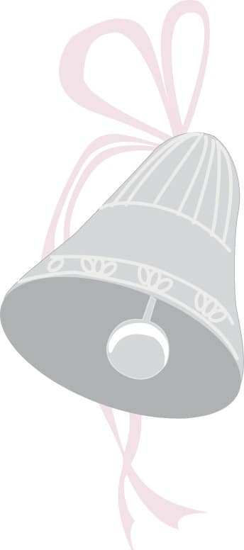 Ornate Wedding Bell with Pink Ribbon
